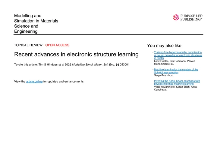 First-page preview of Recent advances in electronic structure learning